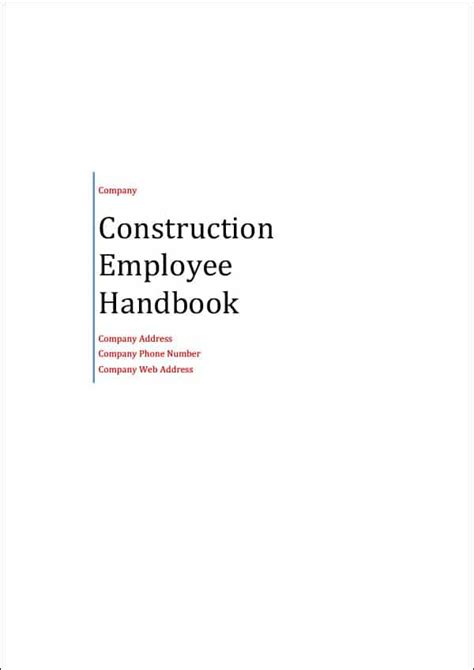 Construction Business Employee Handbook Template Archives Digital