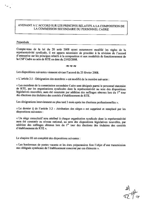 Calaméo Avenant à l accord sur les principes relatifs à la