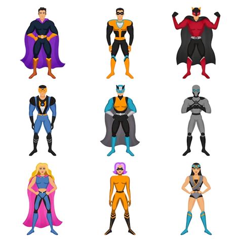 Superhero Costumes Set Free Vector