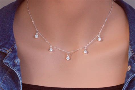 Excited To Share This Item From My Etsy Shop Cubic Zirconia Drop Necklace Sterling Islver