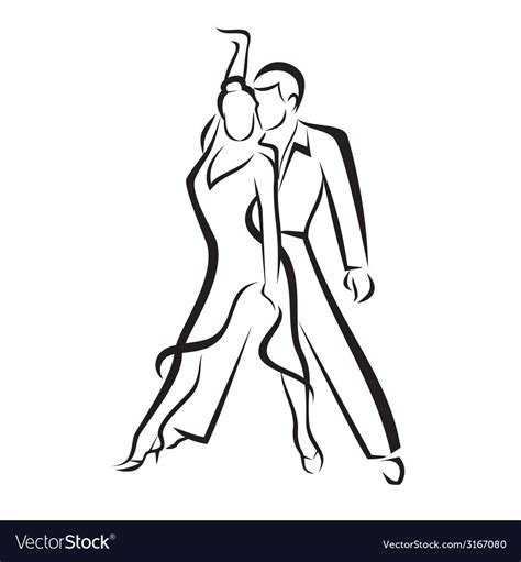 Dancing Couple Outlined Sketch Royalty Free Vector Image Affiliate