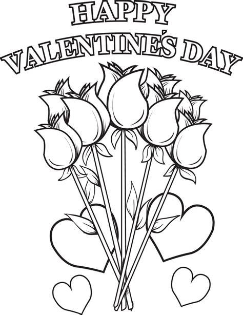 Printable Happy Valentines Day Flowers Coloring Page For Kids Supplyme
