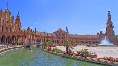 Spain Seville City Plaza España Square With Palace