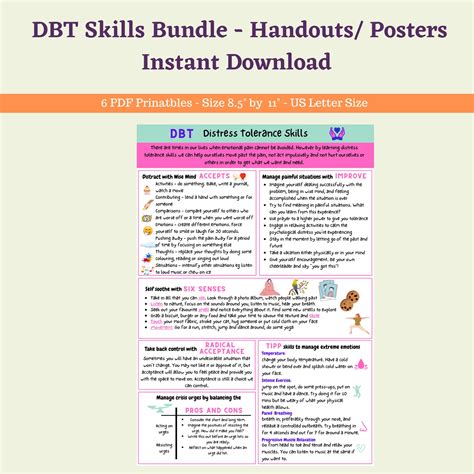 Dbt Bundle Skills Printable Handout Poster Pdf Set Cheat Sheet Etsy