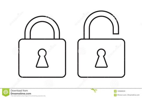 Line Icon Locked And Unlocked Padlock Stock Vector Illustration Of