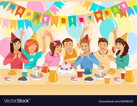 Group Children Celebrating Happy Birthday Vector Image