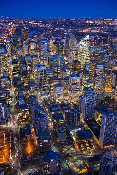 Aerial Photo Downtown Calgary At Night