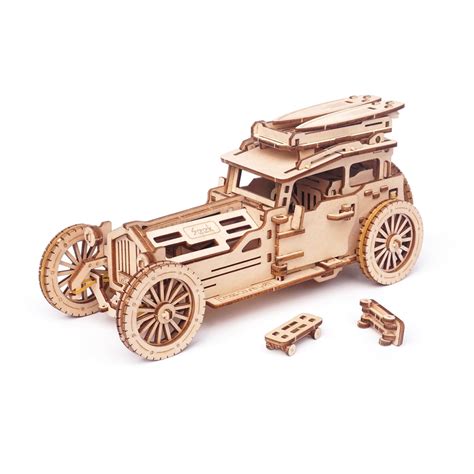 3D Wooden Puzzle Vintage Car Support Top Cover Modification Mechanical