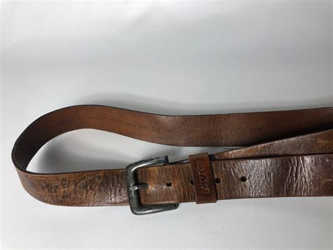 Vintage Levis Strauss Brown Leather Belt And Buckle Size 8534 Etsy