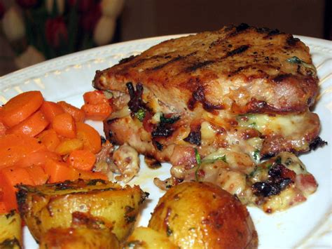 Pork chops are a delicious for this grilled pork chop recipe, don't be afraid of getting a good char. Five Little Peaches: Stuffed Pork Chops