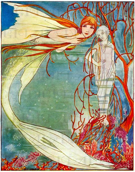 Astonishing Little Mermaid Vintage Fairy Tale Illustration Etsy