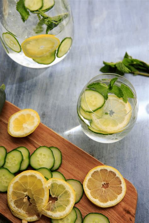 Cucumber Lemon Mint Spa Water Recipe Vegetable Drinks Food