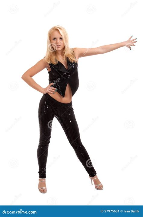 Young Blonde Woman Dancing Stock Image Image Of Slim 27975631