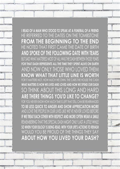 Kristie began assisting ricky in building atlanta dash into the customer driven company that it is today. THE DASH Lovely inspiring poem - Print Poster A4 (With images) | Word wall art, Dashing quote ...