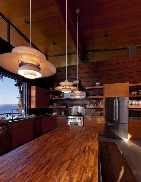 40+ modern cabin kitchen ideas (with photos) written by nicole abbott. Modern log cabin perched on a cliff overlooking Coeur D'Alene Lake