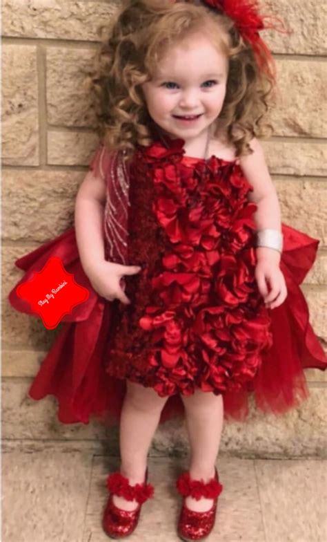 Red Floral Kids Couture Sparkly Dress Slaylebrity