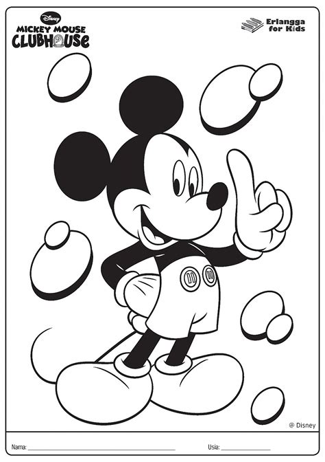 Gambar Mickey Mouse Hitam Putih Untuk Mewarnai Mewarnai Gambar Mickey