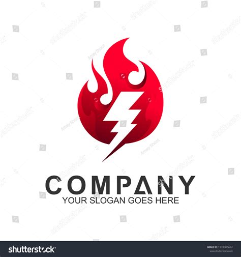 Fire Thunder Logo Design Concept Stock Vector Royalty Free 1333305692
