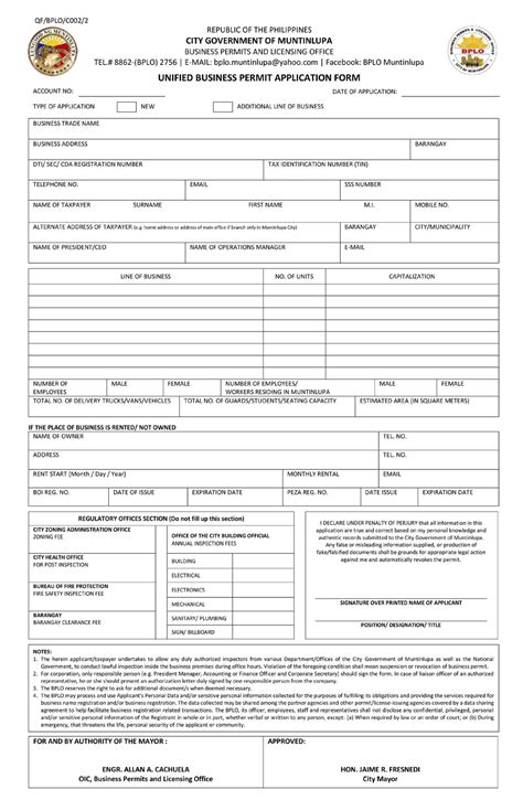 Business Permit Application Form Oblicon Studocu