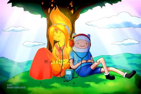 Finn Flame Princess And Bmo From Adventure Time Art Print Etsy