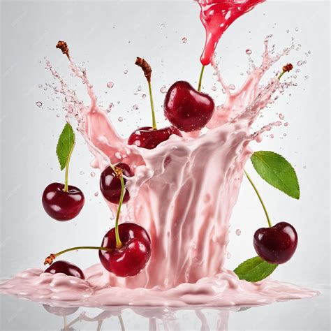 Premium Ai Image Sweet Cherries In Juice Splash Generated With Ai