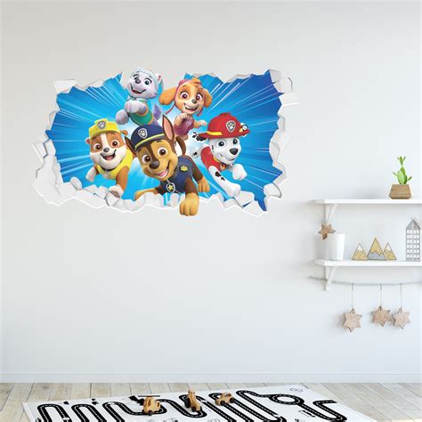 Paw Patrol Wall Sticker Group Broken Wall Decal Etsy