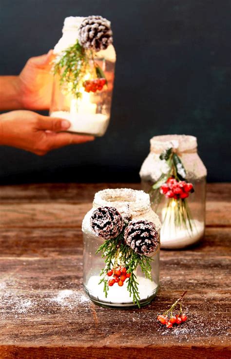 Snowy Diy Mason Jar Centerpieces 5 Minute 1 Decorations Christmas