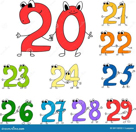 Funny Numbers Cartoon Characters Vector Illustration Cartoondealer