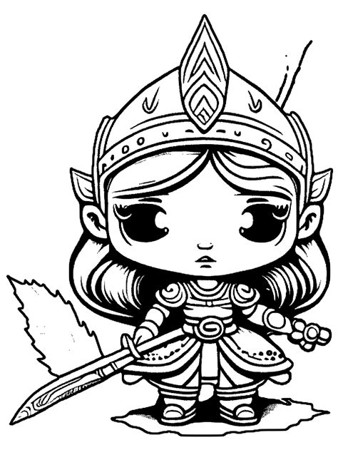 Warrior Princess Coloring Page · Creative Fabrica