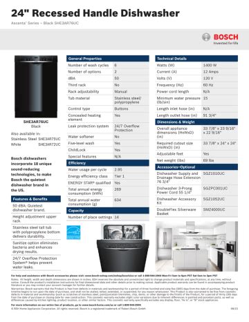 Bosch SHE AR UC Built In Dishwasher User Guide Manualzz