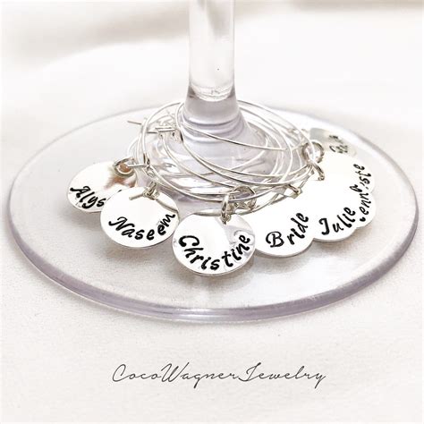 Personalized Wine Glass Charm Hand Stamped Custom Wine Glass Etsy
