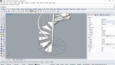 How To 3d Model Spiral Stair In Rhino5 Timelapse Youtube