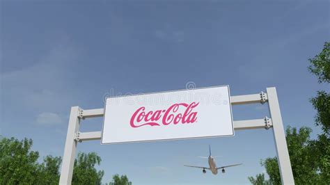 Airplane Flying Over Advertising Billboard With Coca Cola Logo Editorial D Rendering Editorial