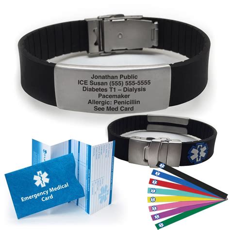Medical Alert Bracelet Sport Style Includes Medical Id Wallet Card