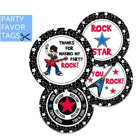Rock Star Party Favor Tags Rock Star Tags Rock Star Favor Tags