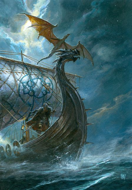 Viking Ship And Flying Dragon Art By Didier Graffet Vikings Viking