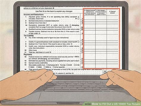 How To Fill Out A Us 1040x Tax Return 12 Steps With Pictures