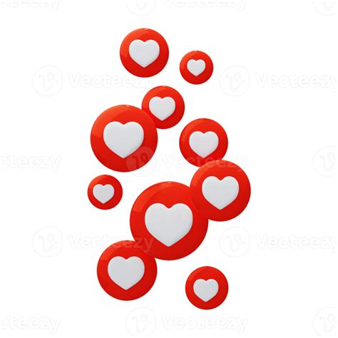 Flying Red Hearts Like Online Concept Of Social Networks Like And Heart