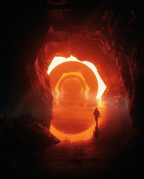 A Man Standing In The Middle Of A Dark Tunnel With Bright Light Coming