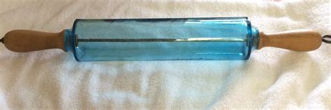 Vintage Blue Glass Wooden Handle Rolling Pin Collectors Weekly