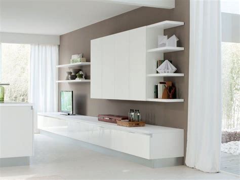 Meuble De Salon Blanc De Design élégant Avec Des étagères Living Room