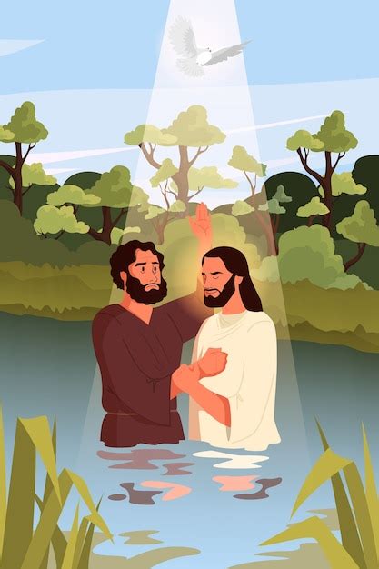 Premium Vector Bible Narrative About The Baptism Of Jesus Christ