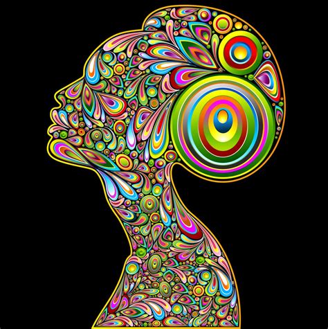 Woman Psychedelic Art Design Portrait Art Print By Bluedarkart X