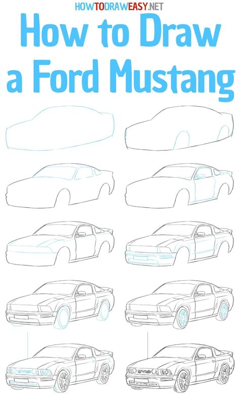 How To Draw A Ford Mustang How To Draw Easy