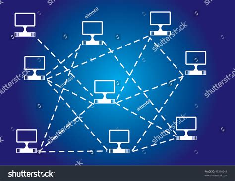 Computer Network Abstract Illustration On The Blue Background