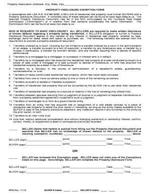 Fillable Online PROPERTY DISCLOSURE EXEMPTION FORM Fax Email Print