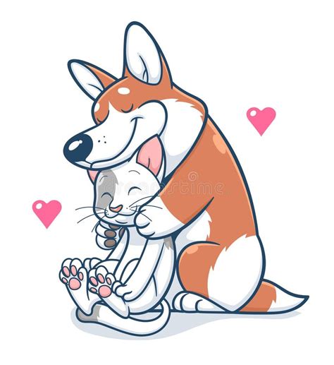 Cat And Dog Hugs Stock Vector Illustration Of Veterinary 222624523