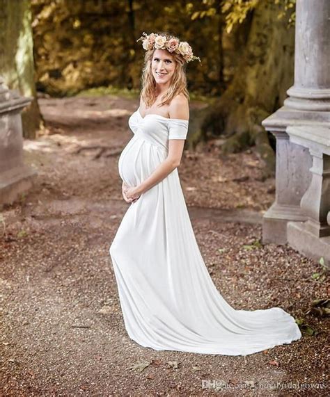 2018 Simple Elegant Maternity Wedding Dresses Empire White Soft Chiffon