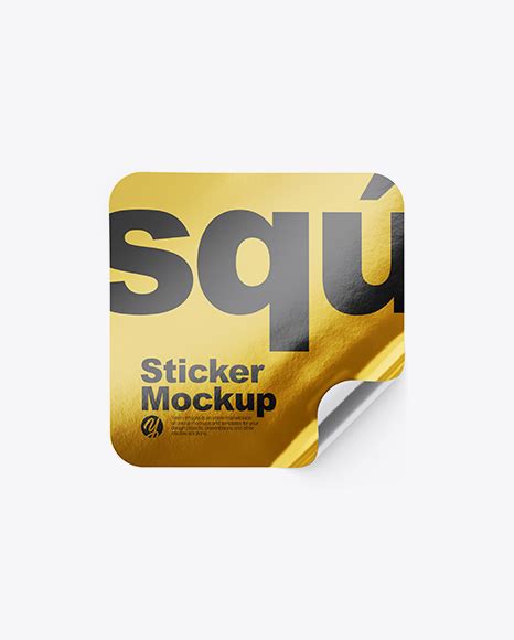 Download Metallic Square Sticker Mockup in Stationery Mockups on Yellow Images Object Mockups