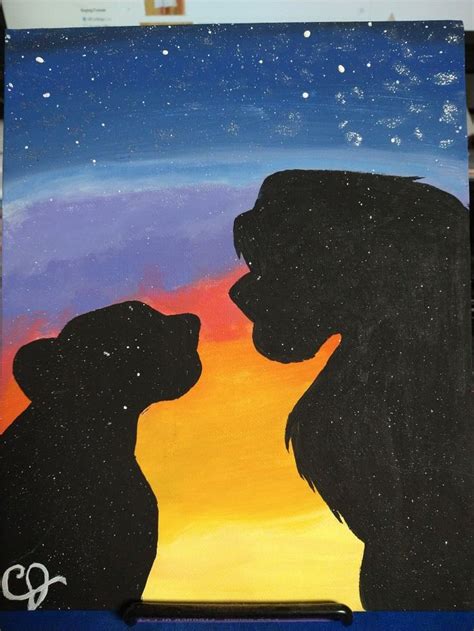 Simba And Nala Silhouette Sunset Simba And Nala Drawings Painting